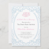 Toile de Jouy Tea Party Baby shower Uitnodiging (Voorkant)