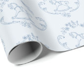 Toile de Jouy Teddy  Rocking Horse Blauw Cadeaupapier (Rol Hoek)