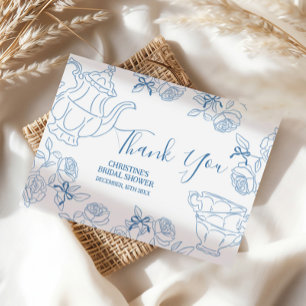 Toile de Jouy Thee Baby Shower Bedankkaart
