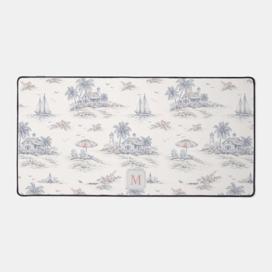 Toile de Jouy Tropicale Côtière Monogramme Nom (Recto)