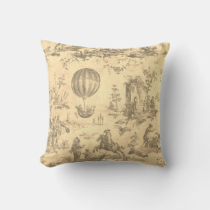 Toile de jouy Vintage Illustration Coussin