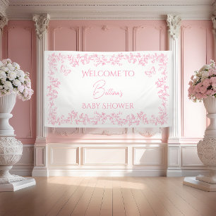 Toile de Jouy Vlinders Baby Shower Welkom Spandoek