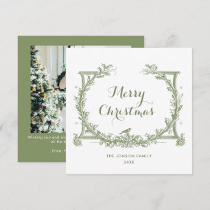 Toile De Juoy Salie Groene Vintage Kerst Foto Feestdagenkaart