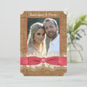 Toile de jute de FAUX, dentelle, invitation de (Debout devant)