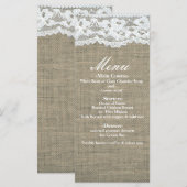 Toile de jute et dentelle Menu de mariage simple r (Devant / Derrière)