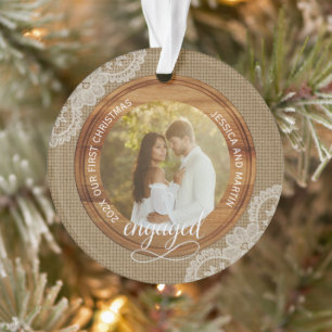 Toile de jute rustique et dentelle Premier Noël fi