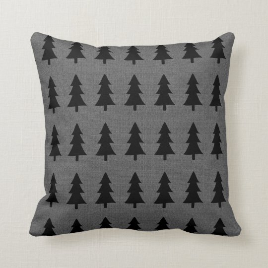 Toile de jute scandinave de gris de style d'arbres coussin