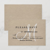 Toile de lin rustique Monogramme Initiale RSVP de  (Devant / Derrière)