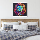 Toile de Lion Abstraite - Oeuvre d'art faunique mo (Insitu(Chambre))