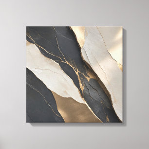 Toile de marbre noir de luxe liquide veines d'or