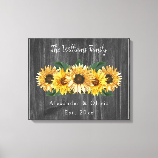 Toile de Mariage de tournesol Patiné rustique Impr (Recto)