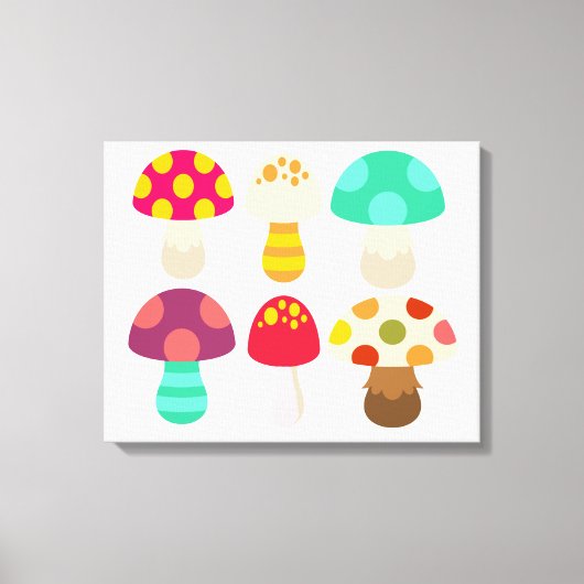 Toile De mignons champignons colorés (Recto)