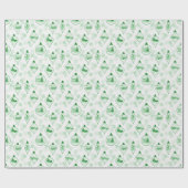 Toile de Noël en vert. papier cadeau (Plat)