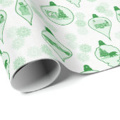 Toile de Noël en vert. papier cadeau (Coin rond)