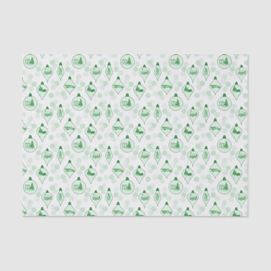 Toile de Noël en vert. Papier Mousseline (Recto)