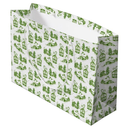 Toile de Noël neige | Sac cadeau vert (Dos Angle)