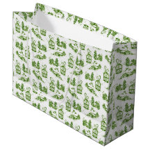 Toile de Noël neige | Sac cadeau vert