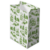 Toile de Noël neige | Sac cadeau vert (Devant Angle)