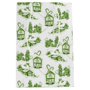 Toile de Noël neige Sac cadeau vert