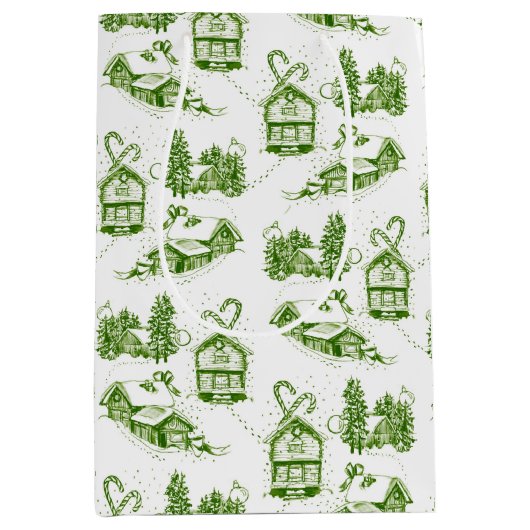 Toile de Noël neige | Sac cadeau vert (Devant)