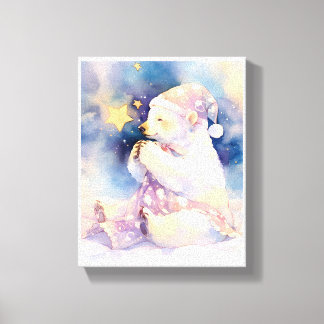 Toile de nurserie aquarelle fantaisiste d'ours pol