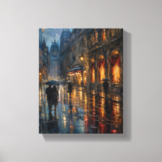 Toile de paysage urbain maussade après la pluie ap