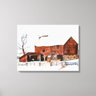 Toile de peinture de grange d'hiver Imprimer