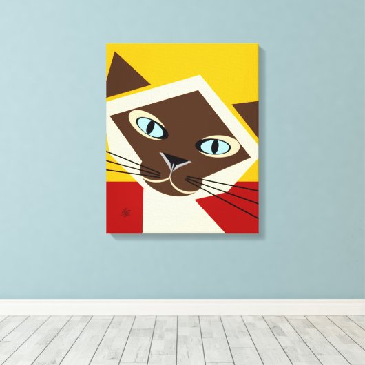 Toile de portrait de chat Siamese (Insitu (Plancher de Bois))