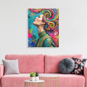 Toile de profil de reine coloré expressionniste