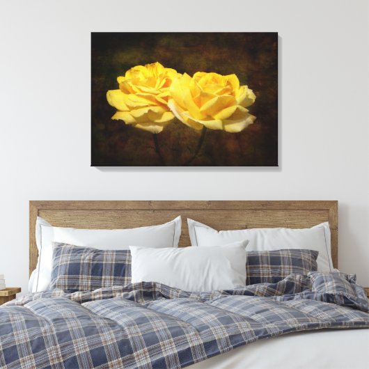 Toile de roses jaunes texturée Imprimer (Insitu(Chambre))