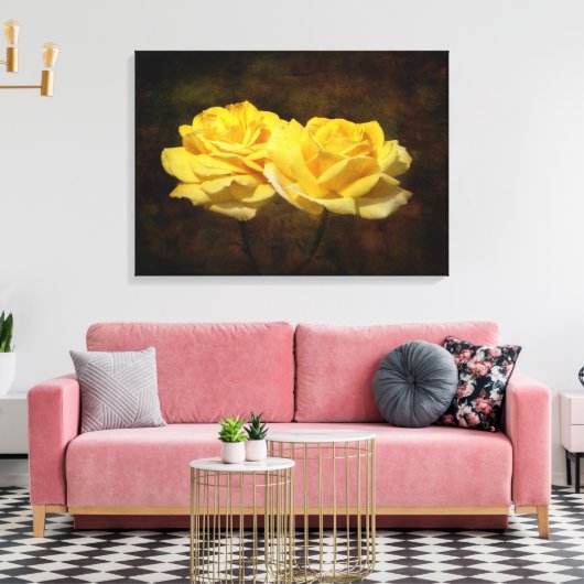 Toile de roses jaunes texturée Imprimer (Insitu(Salon))