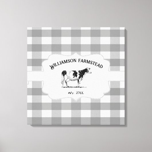 Toile de vache de ferme Plaid Buffy Gris Imprimer (Recto)