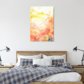 Toile Début radiant : lever du soleil, Montagnes, Fleurs (Insitu(Chambre))