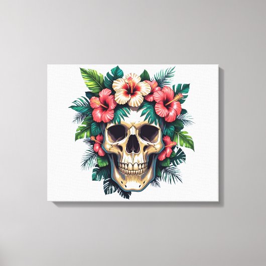 Toile Décay tropicale : Fleur et os (Recto)