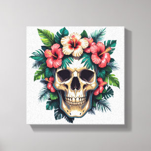 Toile Décay tropicale : Fleur et os