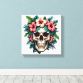 Toile Décay tropicale : Fleur et os (Insitu (Plancher de Bois))