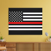 Toile Décor à drapeau américain sur une ligne rouge minc (Insitu(Salon))