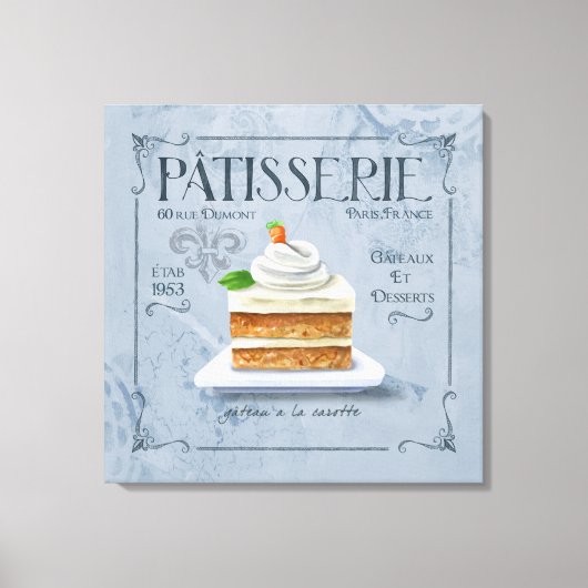 Toile Décor Cuisine Française, Gâteau Carotte (Recto)