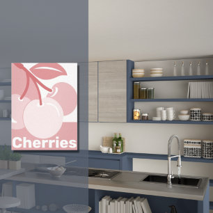 Toile Décor cuisine Pastel Cherries rose et blanc
