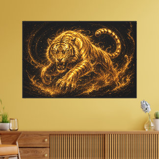 Toile Décor de force et de protection du Tigre doré féro