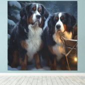 Toile Décor de Noël Bernese Mountain Snowy (Insitu (Plancher de Bois))