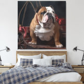 Toile Décor de Noël Bulldog Snowy Sleigh (Insitu(Chambre))