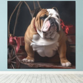 Toile Décor de Noël Bulldog Snowy Sleigh (Insitu (Plancher de Bois))