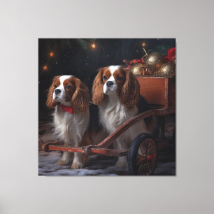 Toile Décor de Noël Cavalier King enneigé 