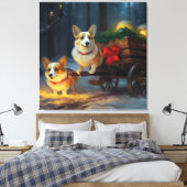 Toile Décor de Noël Corgi Snowy Sleigh (Insitu(Chambre))