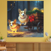 Toile Décor de Noël Corgi Snowy Sleigh (Insitu(Salon))