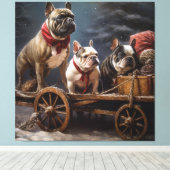 Toile Décor de Noël de Bulldog Snowy Sleigh (Insitu (Plancher de Bois))