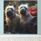 Toile Décor de Noël de Cairn Terrier Snowy Sleigh (Insitu (Plancher de Bois))