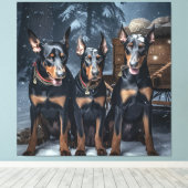 Toile Décor de Noël Doberman Snowy Sleigh (Insitu (Plancher de Bois))