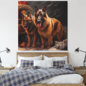 Toile Décor de Noël du berger belge Snowy Sleigh (Insitu(Chambre))